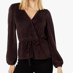 NWT Madewell | Corduroy Tie-Front Faux-Wrap Top in Spiced Raisin - Size Medium